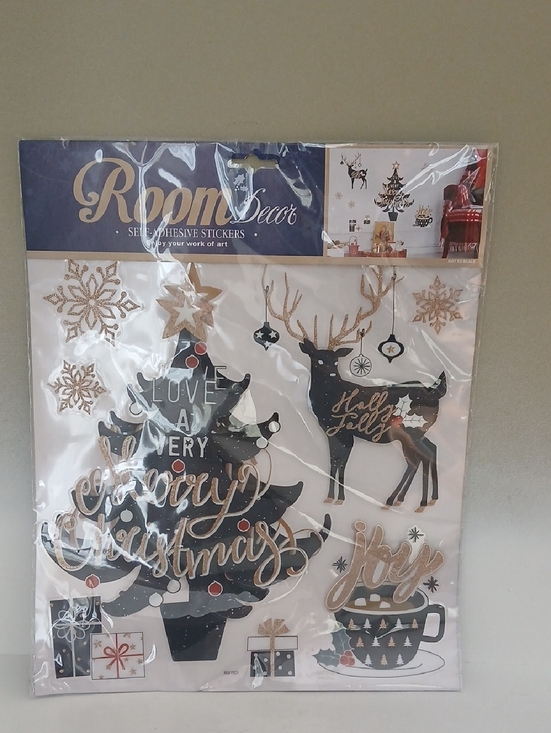 Other - Holiday Stickers - Black & Gold Christmas Tree and Reindeer